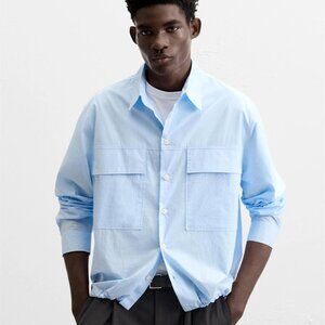 ZARA MEN'S POCKET OVER SHIRT SKY BLUE 2688/792 Sz-L